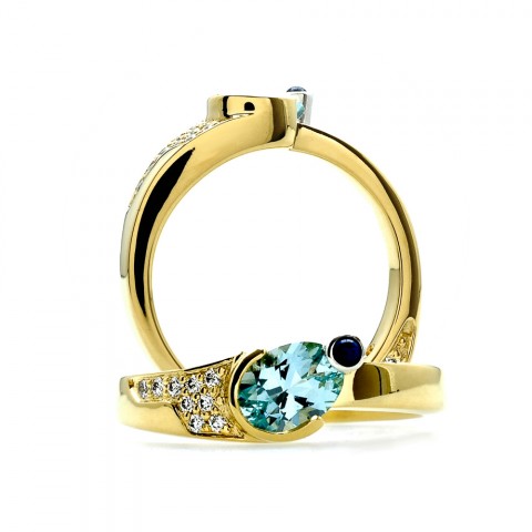Half Pipe Aquamarine Ring 211-10566f
