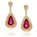 Rubellite and Diamond Drop Earrings