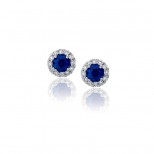 Sapphire and Diamond Halo Earrings