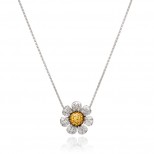 Yellow Sapphire and Diamond Flower Necklace