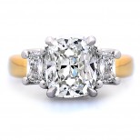 Three Stone Cushion Engagement Ring