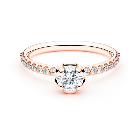 171-10142b Custom Rose Gold Flower Engagement Ring