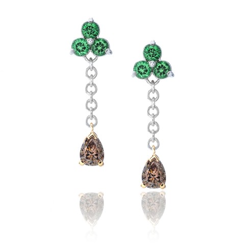 222-10005 Custom Brown Diamond and Garnet Earrings