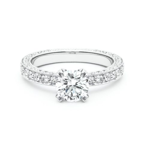 637-10171 Custom Bead Set Diamond Engagement Ring