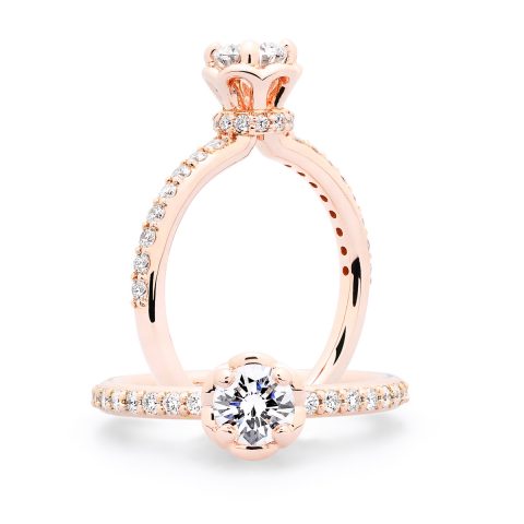 171-10142 Custom Rose Gold Flower Engagement Ring
