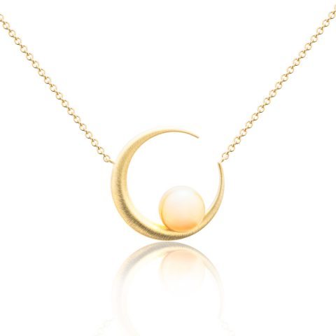 Custom Crescent Golden Pearl Pendant