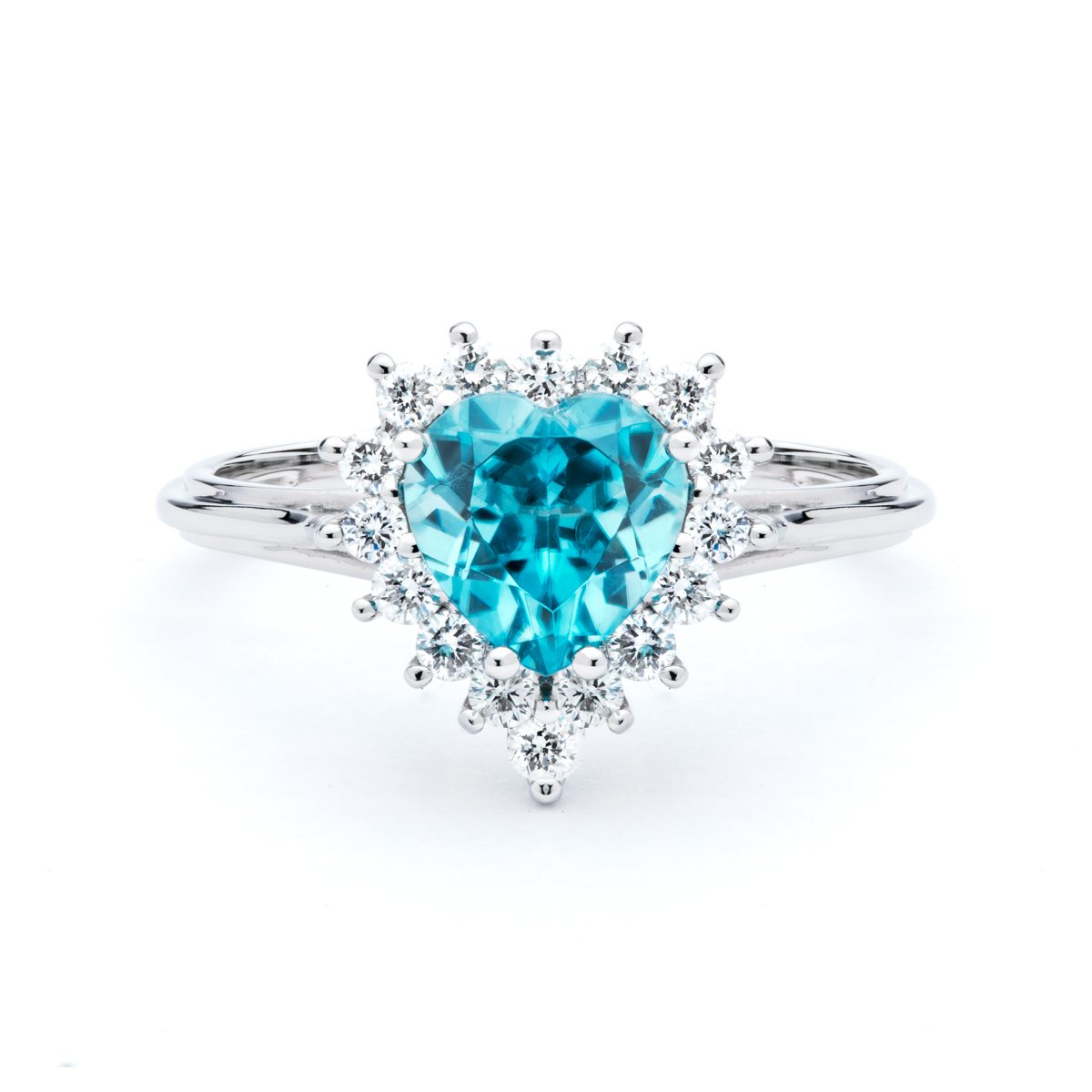 Heart Shaped Blue Zircon and Diamond Ring | JM Edwards Jewelry