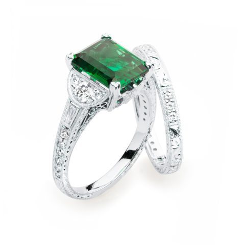 38036 Helenite and Diamond Custom Ring