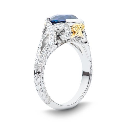 Custom Sapphire and Diamond Ring-b