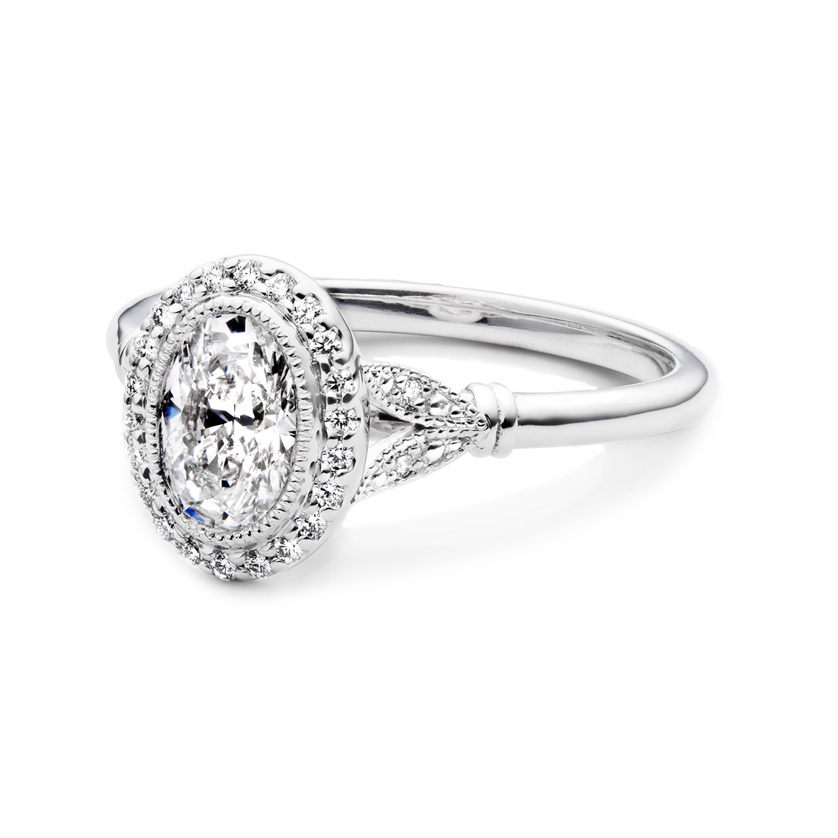 Antique Oval Halo Diamond Engagement Ring | JM Edwards Jewelry